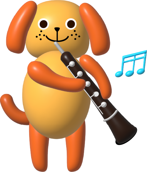 楽器を演奏する犬のイラスト