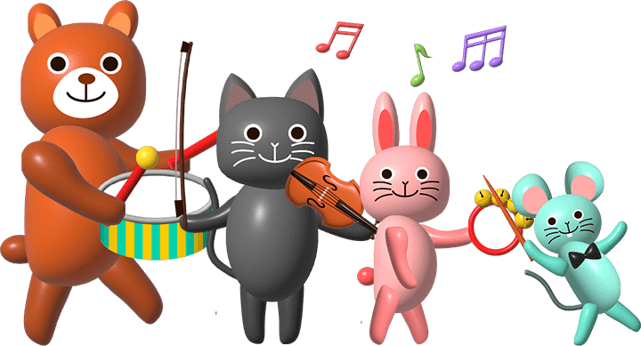 楽器を演奏する動物のイラスト